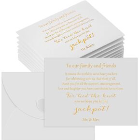 100 Pack Wedding Favors for Guests Small Lottery Tickets Holder for Wedding Envelope Holder with Heart Shaped Clasp and Thank You Message for Bridal Shower, 4.3 x 3.15 Inches
