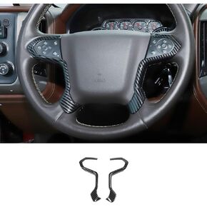 RT-TCZ for Chevy Silverado Steering Wheel Trim Cover Carbon Fiber for Chevrolet Silverado Suburban GMC Sierra 2014-2018 Carbon Fiber Interior Accessories 2pcs