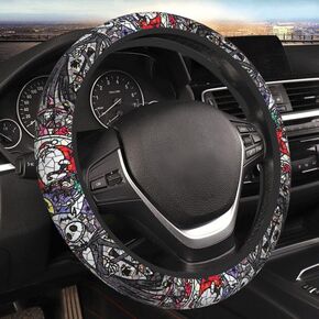 جاك وسالي كابوس قبل عيد الميلاد غطاء عجلة القيادة للنساء، النيوبرين المضادة للانزلاق عجلة قيادة السيارة العالمية 15 بوصة، اكسسوارات السيارات أنيمي للسيارات سيارات الدفع الرباعي (كابوس 3) in Kuwait