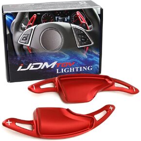 iJDMTOY Red CNC Billet Aluminum Larger Paddle Shifter Extensions Compatible with Chevy 2014-2019 C7 Corvette, 2016-up Gen6 Camaro