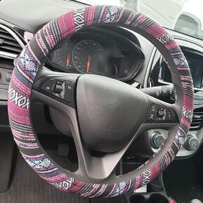Boho Steering Wheel Cover for Women Men Baja Blanket Enthic Car Steering Wheel Cover Ethnic Car SUV Wheel Protector, Breathable, Anti-Slip, Odorless, Universal Fit 14.5-15 Inch