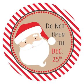 Santa Do Not Open Til December 25 Christmas Stickers for Holidays by Adore By Nat - Gift Wrapping Labels - Set of 30