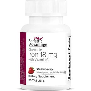 Bariatric Advantage Iron 18 mg with Vitamin C Chewable - Strawberry - 30 Tablets