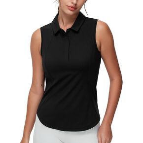 THE GYM PEOPLE Women's Sleeveless Tennis Polo Shirts Collared Slim Fit Breathable Workout Golf Tank Tops
