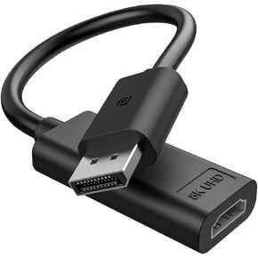 TECHTOBOX Display Port to HDMI 8K Adapter (8K@60Hz,4K@120Hz,2K@144Hz) Uni-Directional DP Source 1.4 to HDMI 2.1 Display Female Adapter for PC,Dell,AMD,NVIDIA