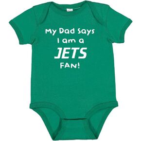 My Dad Says I am a Jets Fan Baby Bodysuit - Kelly Green