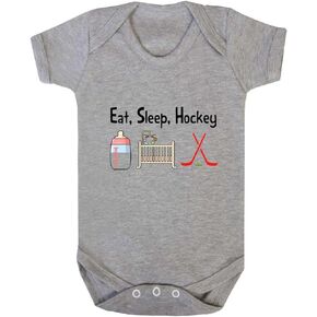 Eat, Sleep, Hockey Baby Bodysuit One Piece Oxford Gray Newborn