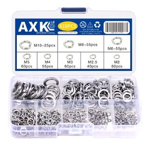 410pcs Spring Washer 304 Stainless Steel M2 M2.5 M3 M4 M5 M6 M8 M10 Split Spring Washer Locking Elastic Gasket