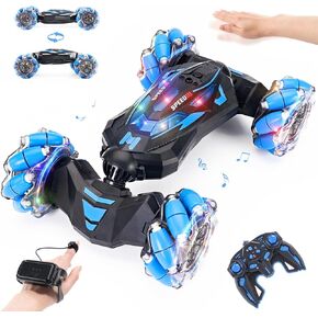 1:10 سيارة Rc يتم التحكم فيها يدويًا، سيارات RC للتحكم عن بعد للأولاد والبنات، ألعاب هدايا للأطفال من 6 إلى 13 عامًا، 2.4 جيجا هرتز 4WD بمستشعر الإيماءات RC مع أضواء الموسيقى، دوران 360 درجة على الطرق الوعرة، أزرق