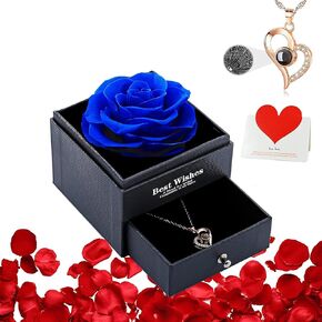 U UQUI Mothers Day Preserved Rose Gifts for Mom from Daughter Son, Flower Box with I Love You Necklace -Eternal Rose Gifts for Wife Girlfriend, Anniversary Birthday Gifts for Women