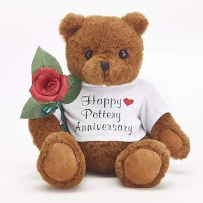 1st Wedding Anniversary Teddy Bear with Paper Rose