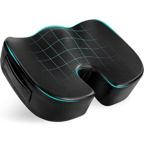 Luxury Seat Cushion, 4 Inch Extra Thick Memory Foam for Pressure Relief, Sciatica, Tailbone Pain & Back Pain Relief, Multi-Use for Bleachers, Car, Gaming, Office Chair (Black)