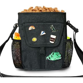 حقيبة علاج الكلاب لتدريب الكلاب، 3 طرق للارتداء (أسود مقاوم للماء) حقيبة علاج الكلاب متعددة الجيوب للوصول السريع إلى الوجبات الخفيفة والألعاب in Kuwait