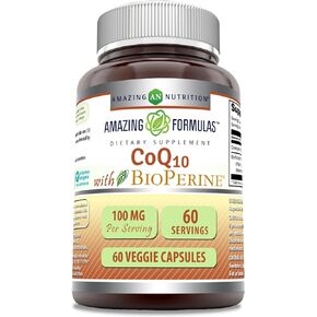 Amazing Formulas CoQ10 with Bioperine | 100 Mg Per Serving Supplement | 60 Veggie Capsules | Non-GMO | Gluten Free | Made in USA