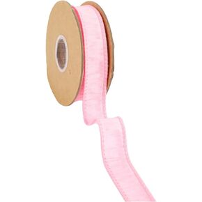 LaRibbons Dupioni Wired Edge Ribbon, 1" Mothers Day Ribbons for Flower Bouquet, Gift Wrapping, Party Decoration, 10 Yards | HOT Pink