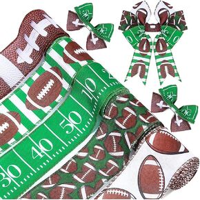 5 Rolls Football Wired Edge Ribbon 2.5 Inches x 25 Yard Rugby Ball Ribbon Gridiron Wired Ribbon for Sport Team Party Decor Gift Wrapping Decor Hair Bow Sewing Wreath Crafts