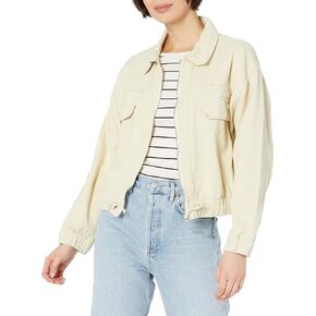 KENDALL + KYLIE Women's Zip Up Double Pocket Cropped Jacket