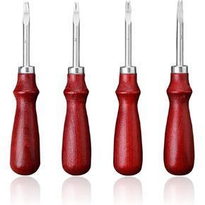 4 Pcs Leather Edge Beveler Tool, Wood Handle Leather Skiving Tools Leather Edge Skiving Tool for Leather Crafting Work (0.8 mm, 1 mm, 1.2 mm, 1.5 mm)