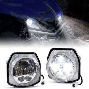 SAUTVS LED Headlights for Yamaha YXZ 1000R, High Low Beam Head Lights Front Lamps for Yamaha Wolverine X2 X4 850 2018-2024, YXZ1000R 2016-2024 Accessories (2PCS, Replace #2UD-84300-00-00)
