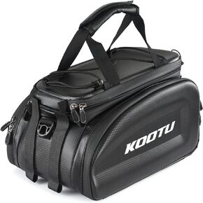 KOOTU Bike Rack Bags,Waterproof Bicycle Trunk Bag with Hand Strap,Carbon Leather Extendable Bike Rear Rack Bag Bike Panniers for Cycling Commuting Camping Outdoor Traveling