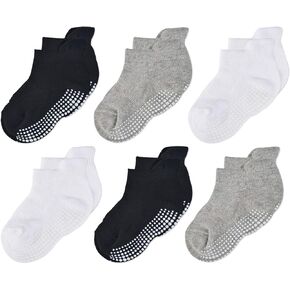 جوارب EPEIUS Grip للكاحل قطنية قابلة للتنفس شبكية غير قابلة للانزلاق/الانزلاقية لحديثي الولادة والرضع والأطفال الصغار 6/12 حزمة in Kuwait