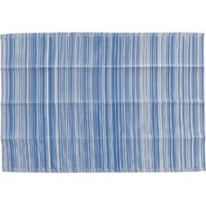 Juvale Plastic Straw Mat for Beach, Patio, Camping, Striped White and Blue Rug (5 x 7 Feet)