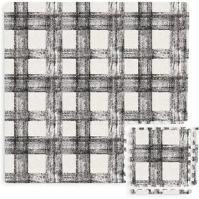 FloorPops FPF3751 Sawyer Plaid Interlocking Floor Tiles, Black