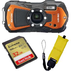 RICOH WG-80 Versatile 2.7" Digital Camera with LCD Monitor | Full HD Movie Recording | 5X Optical Zoom Lens Camera with 32GB Extreme UHS-I SDHC Memory Card, Waith Camera Strap Bundle Set in Kuwait