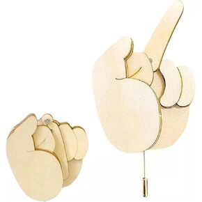 Funny Wooden Finger Brooch, Magic Flippable Finger Pin DIY Kit, Interactive Mood Expressing Pin for Men Women