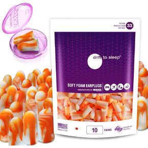 MOLDEX Sparkplugs Soft Foam Earplugs 10 Pairs Ear Plugs for Sleeping, Snoring, Work, Travel, Shooting - 33dB Highest NRR Made in USA