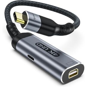 USB C to Mini DisplayPort with PD Fast 100W Charging Adapter 4K@60Hz Thunderbolt 3/4 Compatible with iPhone 15 Pro M1/M2 MacBook iPad Galaxy S24 Steam Deck ROG Ally