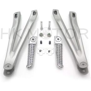 HONGK- Black Silver Rear Passenger Foot Pegs Bracket Compatible with Yamaha Yzf R1 2004-2008 [B01C0STP5A]