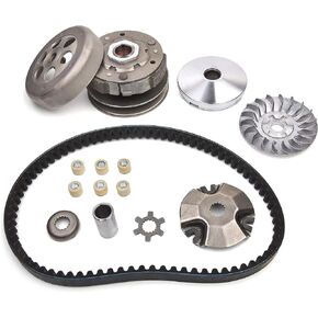 JIAYAN Transmission Rebuild Kit - Replacement Clutch Kit Compatible with Polaris Sportsman ATV, Predator, Scrambler, 50CC Quad Bike - Includes Clutch & Variator Assembly, Drive Belt & Roller Weights