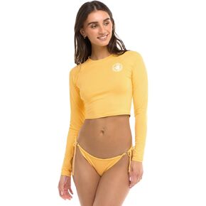 Body Glove Women's Standard Let It Be Long Sleeve Crop Top Rashguard with UPF 50, Canary