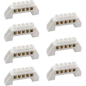 Fielect 7Pcs Terminal Bus Bar 5 Positions Terminal Block Connector Bar 6.07mm Wire Dia Screw Terminal Grounding Strip Bus Bar Single Row High Bridge Design Electric Barrier Bus Bars