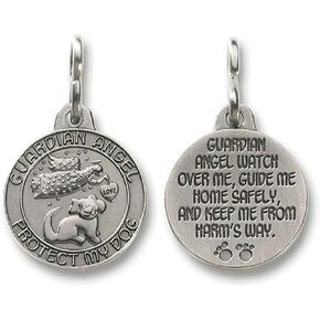 Religious Gifts Guardian Angel Dog Pet Protection 1 Inch Pewter Collar Medal