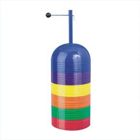 S&S Worldwide Spectrum Dome Cones. 7-1/2" Diameter x 3" H Plastic Hemispherical Cones. Includes Handy Spindle for Easy Storage and Transport. Set of 36 Cones, 6 Each in 6 Colors.