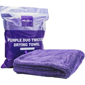 Maxshine Purple Duo Twisted Microfiber Towel (1200GSM) - Professional Microfiber Towels for Cars, Large Plush, Rinse Free Microfiber Drying Towels for Cars, Double Sided Detailing - 1 Pack, 20" x 24"