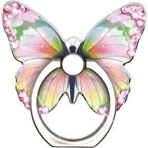 Cavdycidy Bling Metal Cute Butterfly Cell Phone Ring Holder 360°Rotation Finger Stand Kickstand Universal Compatible with All Smartphone(Diamond Purple)