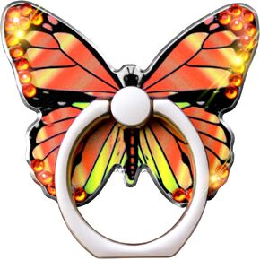 Cavdycidy Bling Metal Cute Butterfly Cell Phone Ring Holder 360°Rotation Finger Stand Kickstand Universal Compatible with All Smartphone(Diamond Purple)