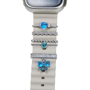 Watch Band Charms, Decorative Rings Loops Charms Compatible with Apple Silicone Watch Bands for Women 49mm 45mm 44mm 42mm 41mm 40mm 38mm , Metal Jewelry Watch Band Accessories Charms for iwatch band Series se 9 8 7 6 5 4 3 2 1 Samsung Galaxy watch 5/Pro/4