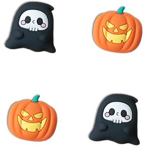 Joycon Thumb Grip Caps, NANANINO Cute Silicone Joystick Cover Compatible with Switch/OLED/Switch Lite,4PCS - Pumpkin and Ghost