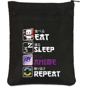 PLITI Eat Sleep Anime Repeat Cute Kawaii Manga Gift Anime Book Sleeve Anime Lover Gift Japanese Anime Fans Gift (Sleep Anime Repeat BS)
