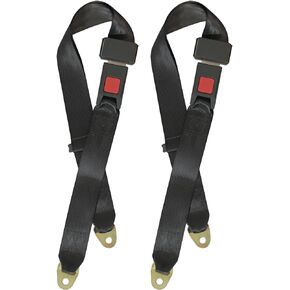 MOHEEN Universal Lap Seat Belt 2 Point Adjustable Safety Seat Belt for Go Kart, Club Golf Cart, 2 Pack in Black,48 Inch