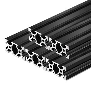 5pcs 1000mm V Slot 2040 Aluminum Extrusion European Standard Anodized Linear Rail for 3D Printer Parts and CNC DIY, QNK 39.4" Black 2040 Extrusion w/L-Shape Corner Connector Joint Bracket with Screws