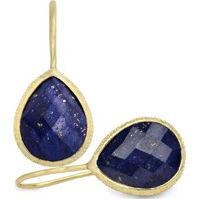 Lapis Lazuli Faceted Drop Earrings Gold Plated 925 Sterling Silver Handmade Statement Earrings Jewelry