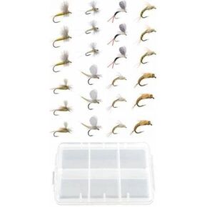 Pale Morning Dun (PMD) Fly Fishing Flies – Fishing Kit w/24 Nymph Flies + Fly Box – Realistic & Effective Fly Fishing Accessories – Flies for Fly Fishing on Strong, Sharp Hooks in Kuwait