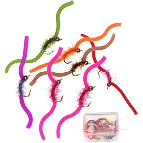 OutdoorFishing Trout Fly Assortment - San Juan Worm Power Bead 1 Dozen Wet Nymph Fly Fishing Flies -20-50Pcs