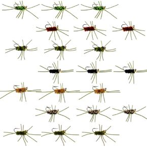 The Fly Fishing Place Tungsten Bead Jigged Pat's Rubber Legs Nymph Assortment Fly Fishing Flies - Trout and Bass Wet Fly Pattern - 21 Flies 7 Colors Hook Size 10