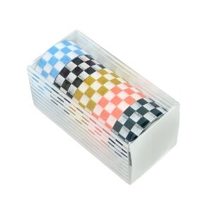 Checkered Washi Tape Set Plaid Decorative Washi Tapes 0.6inch width Grid Masking Paper Tape 5 Rolls Checkerboard Flag Tapes for Art Craft Party Decoration Box label Card Making Office Supplies